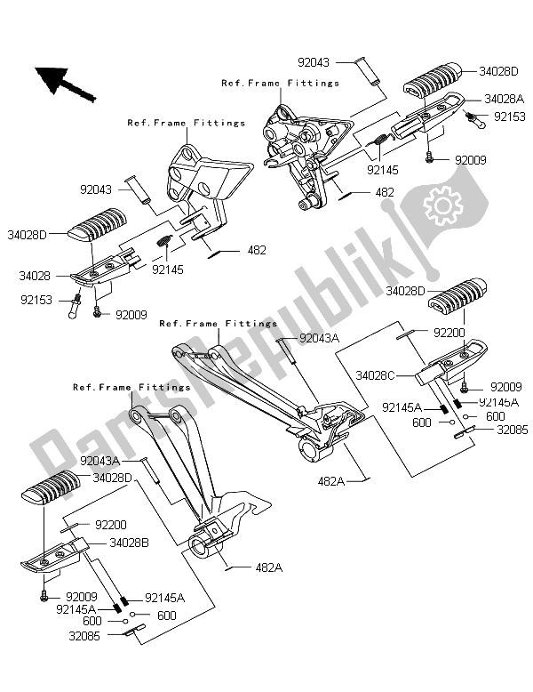All parts for the Footrests of the Kawasaki Z 1000 SX ABS 2011