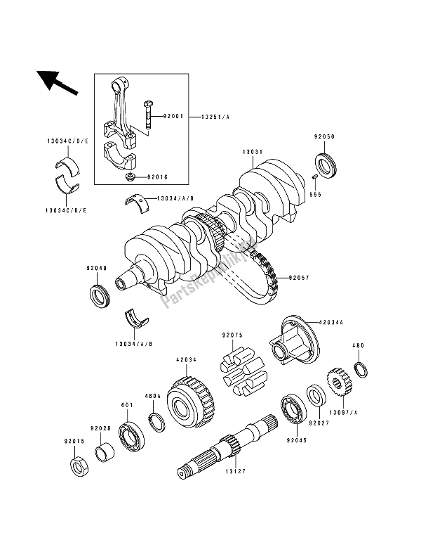 Todas las partes para Cigüeñal de Kawasaki Zephyr 550 1993