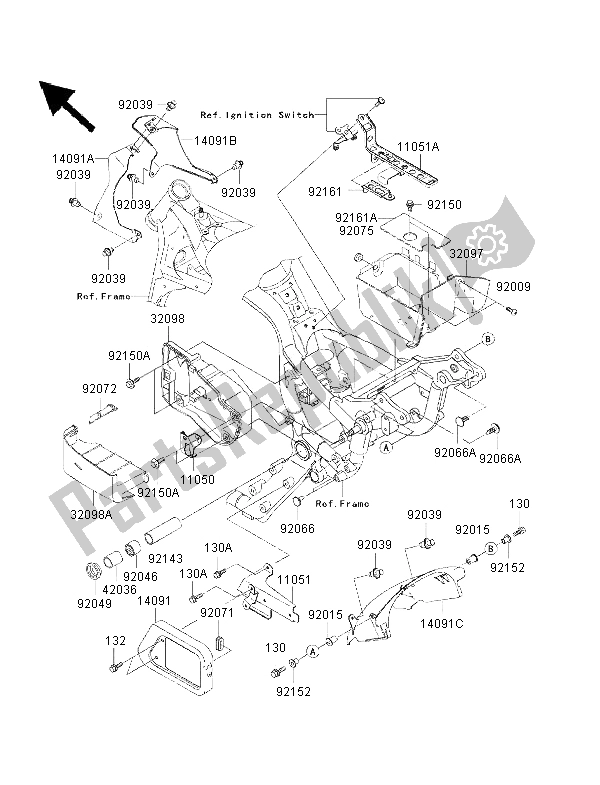 All parts for the Frame Fittings of the Kawasaki VN 1500 Drifter 2001