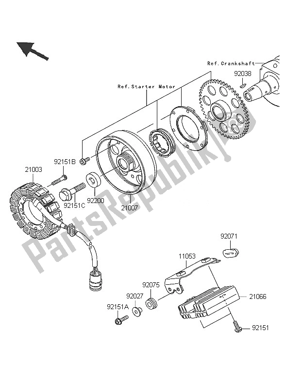 Toutes les pièces pour le Générateur du Kawasaki Z 750 2005