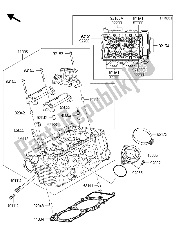 All parts for the Cylinder Head of the Kawasaki ER 6F ABS 650 2015
