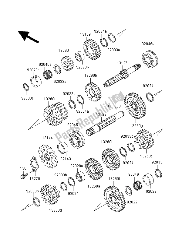 All parts for the Transmission of the Kawasaki ZXR 400 1999