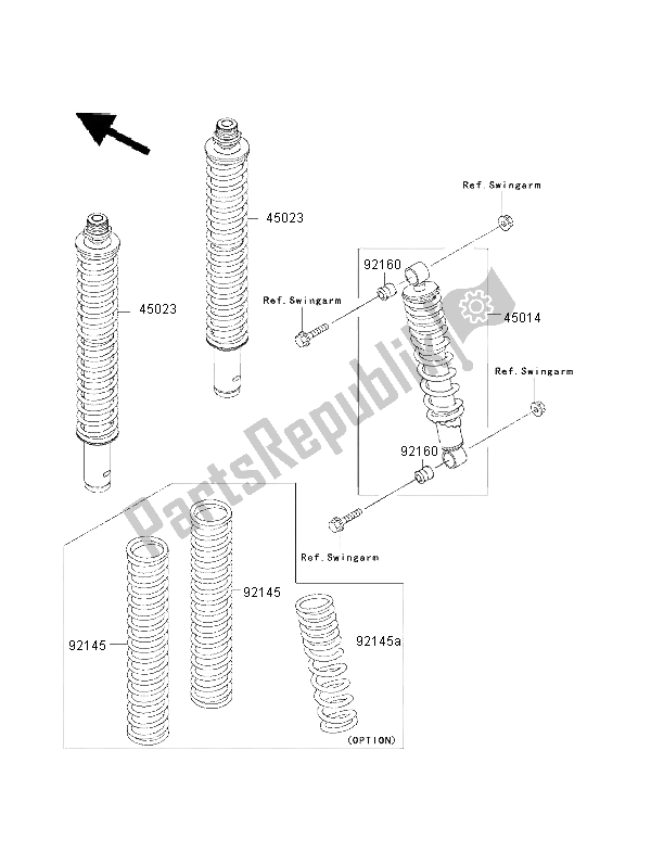 All parts for the Shock Absorber of the Kawasaki KVF 400 2000