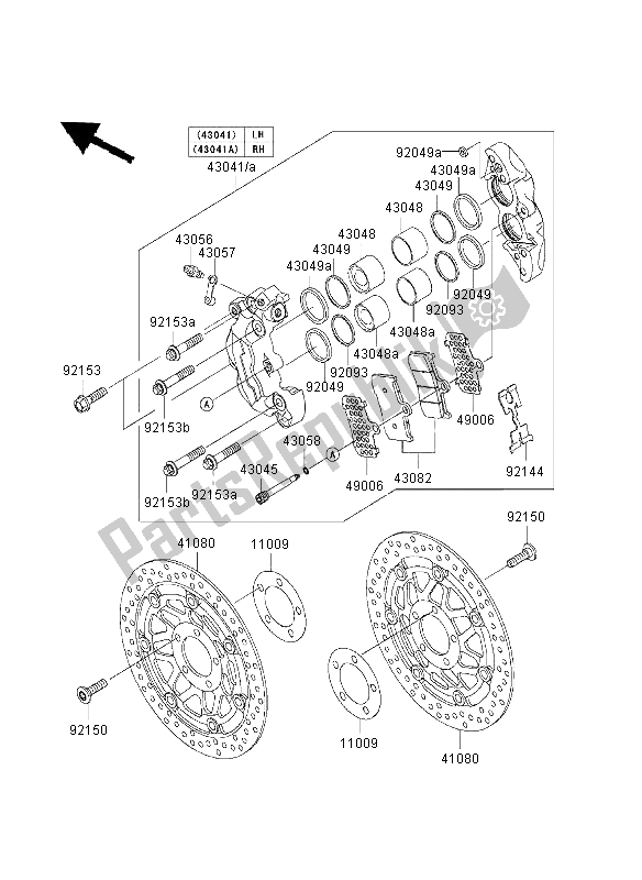 Todas las partes para Freno Frontal de Kawasaki Ninja ZX 9R 900 2003