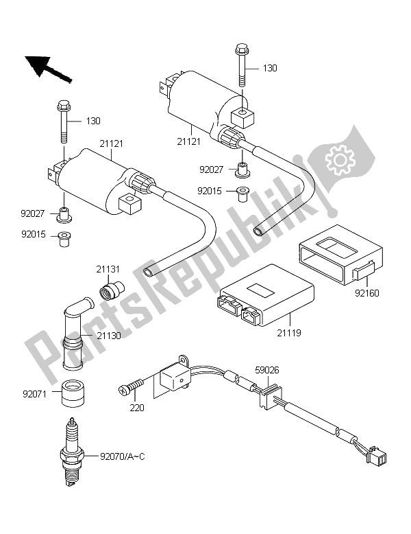 Toutes les pièces pour le Système De Mise à Feu du Kawasaki KLE 500 2006