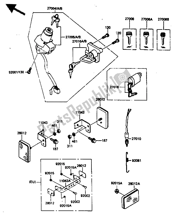 Tutte le parti per il Interruttore Di Accensione del Kawasaki KLR 250 1986