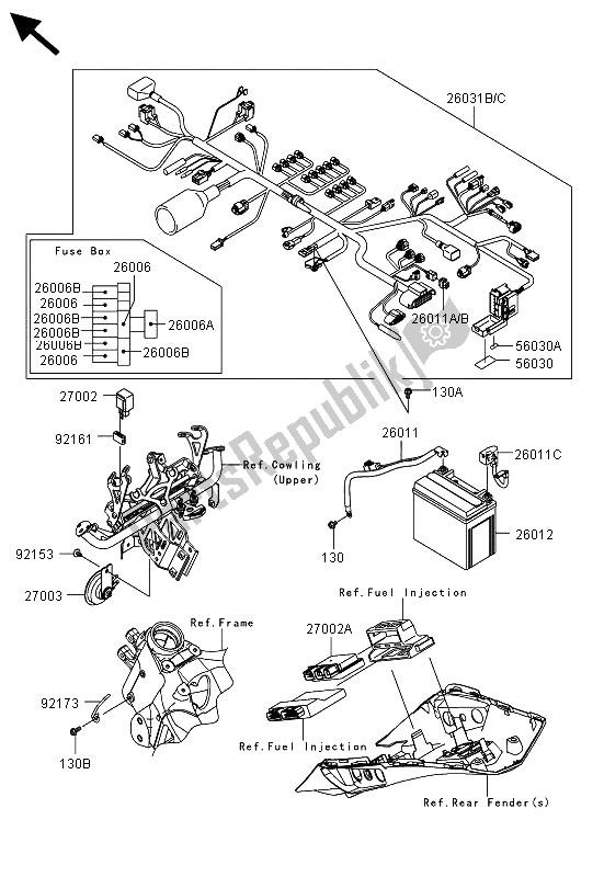 Toutes les pièces pour le Châssis équipement électrique du Kawasaki Z 1000 SX 2013