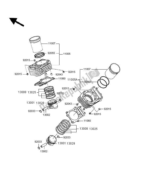Tutte le parti per il Cilindro E Pistone del Kawasaki VN 800 Classic 1997