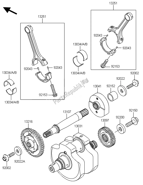 All parts for the Crankshaft of the Kawasaki VN 900 Classic 2014