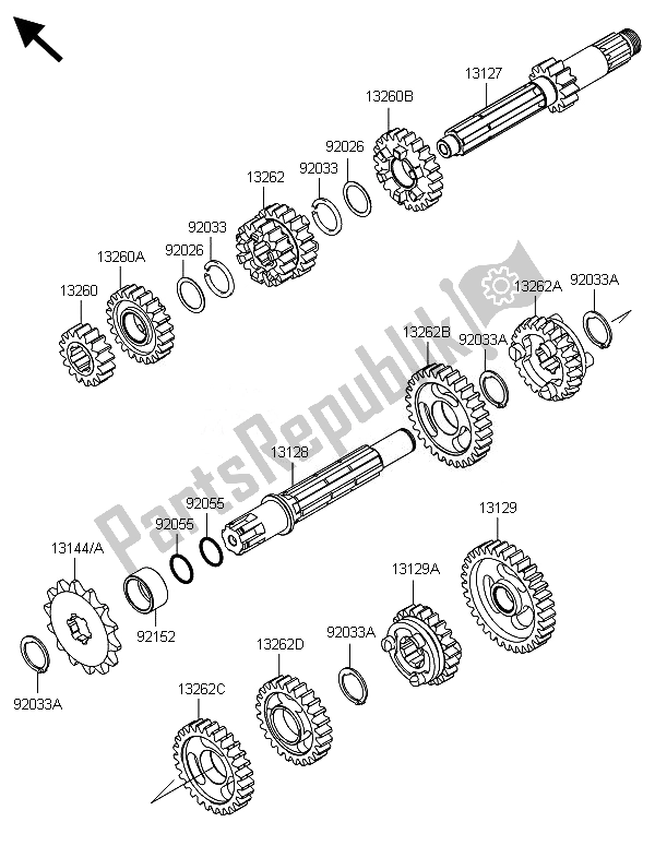 All parts for the Transmission of the Kawasaki KX 85 LW 2014