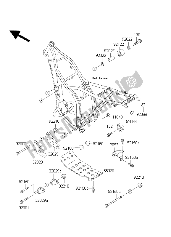 All parts for the Frame Fittings of the Kawasaki KLX 300R 1999