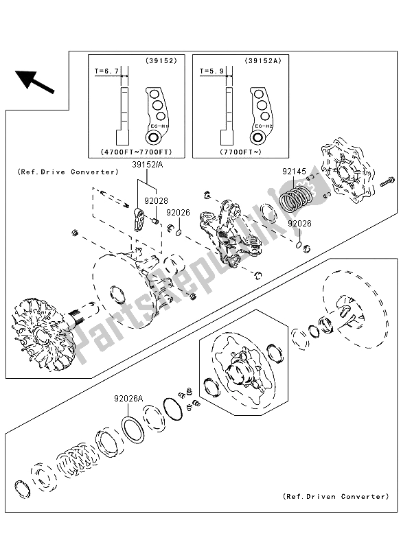 All parts for the Optional Parts (converter) of the Kawasaki KVF 360 4X4 2009