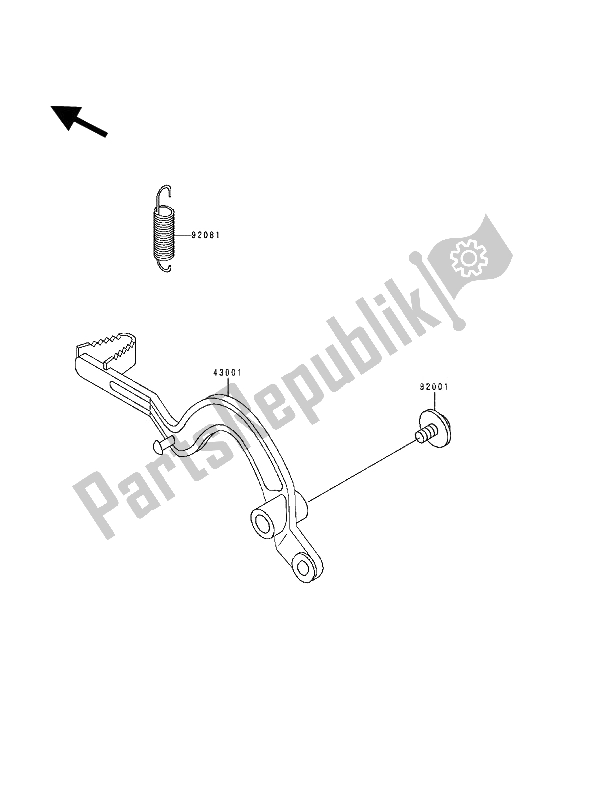 Alle onderdelen voor de Rempedaal van de Kawasaki KDX 200 1994