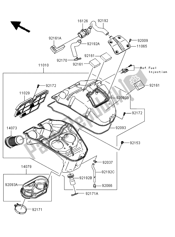 Alle onderdelen voor de Luchtfilter van de Kawasaki Versys ABS 650 2008
