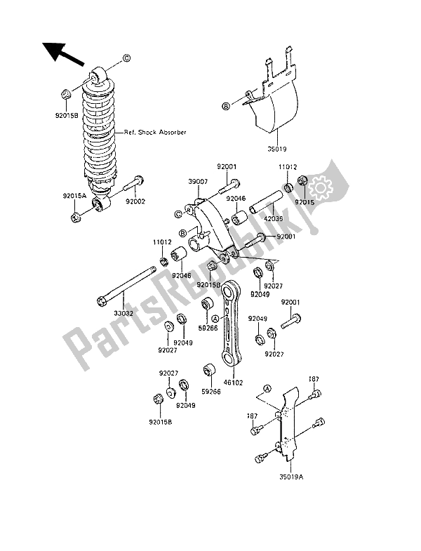 Tutte le parti per il Sospensione del Kawasaki KX 60 1985