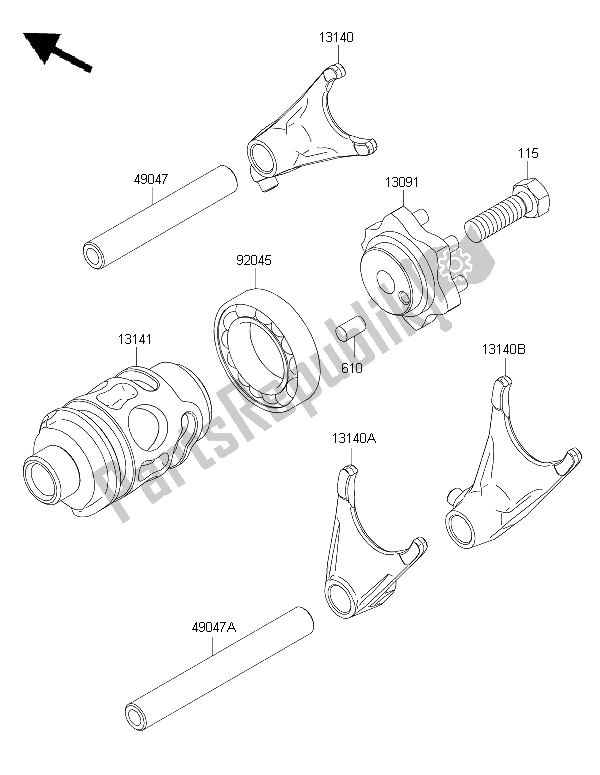 All parts for the Gear Change Drum & Shift Fork(s) of the Kawasaki KX 85 LW 2015