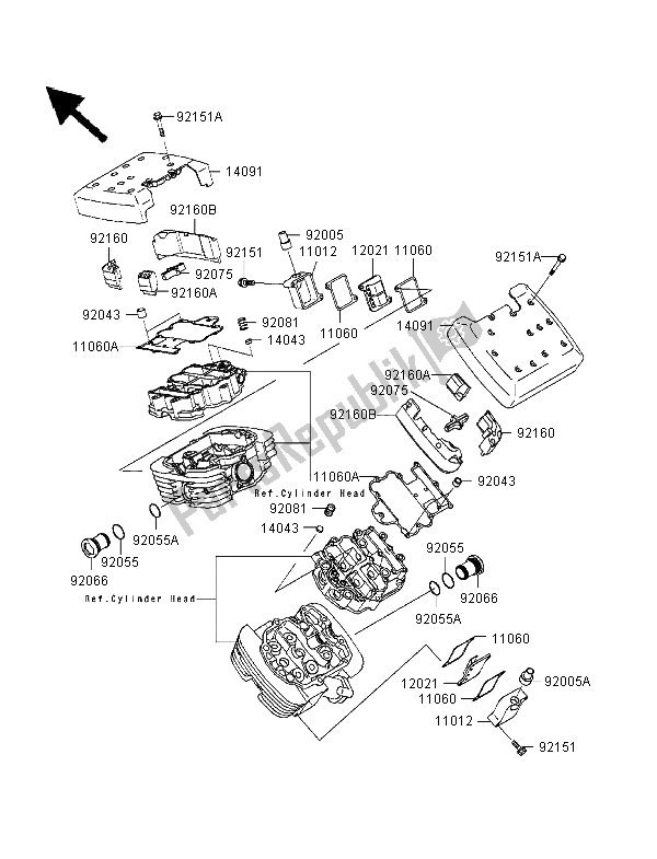 Tutte le parti per il Coperchio Della Testata del Kawasaki VN 1500 Classic Tourer FI 2000