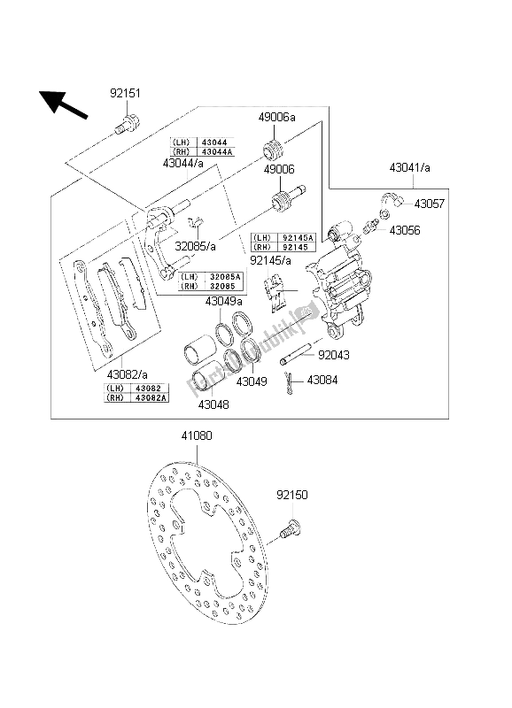 Tutte le parti per il Freno Anteriore del Kawasaki KVF 650 2002