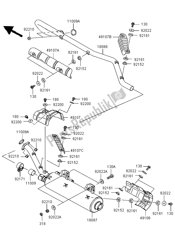 Tutte le parti per il Silenziatore (jkavf750aab601907) del Kawasaki KVF 750 4X4 2007