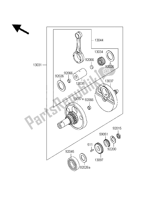 All parts for the Crankshaft of the Kawasaki KLR 650 1995