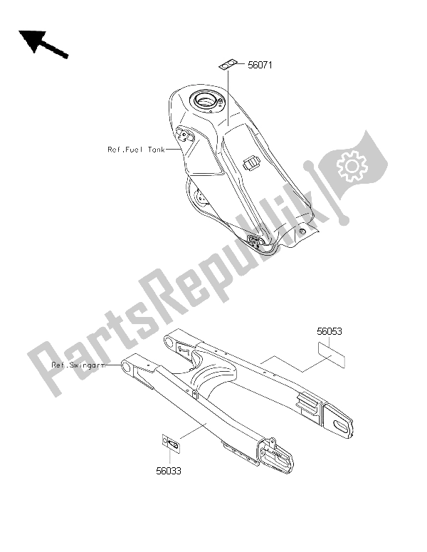 All parts for the Labels of the Kawasaki KLX 250 2015