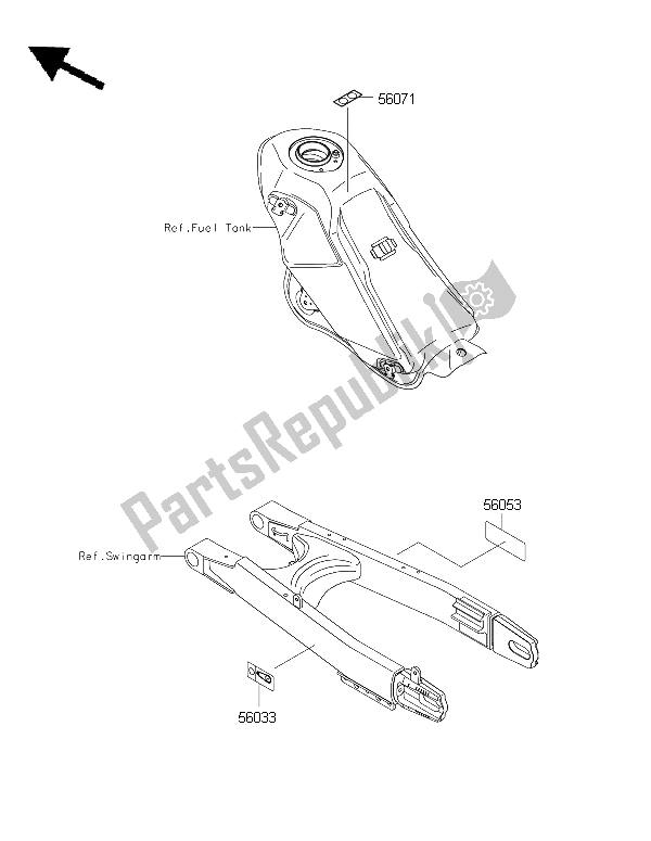 Tutte le parti per il Etichette del Kawasaki KLX 250 2015