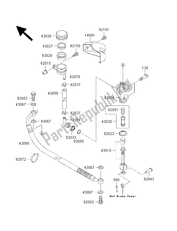 All parts for the Rear Master Cylinder of the Kawasaki VN 1500 Classic Tourer FI 2003