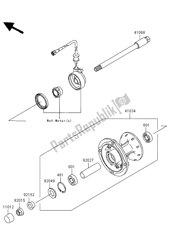 Todas as partes de Cubo Dianteiro do Kawasaki KLX 250 2013