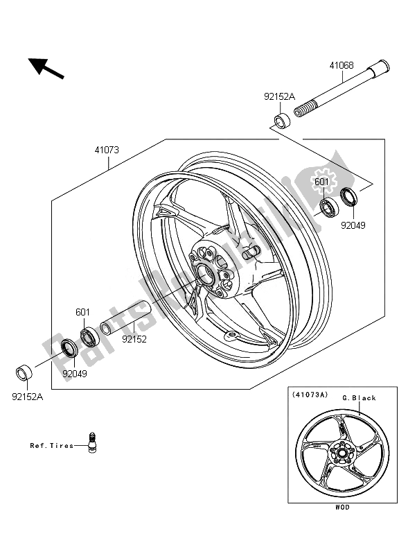 Todas las partes para Buje Delantero de Kawasaki Z 1000 ABS 2010