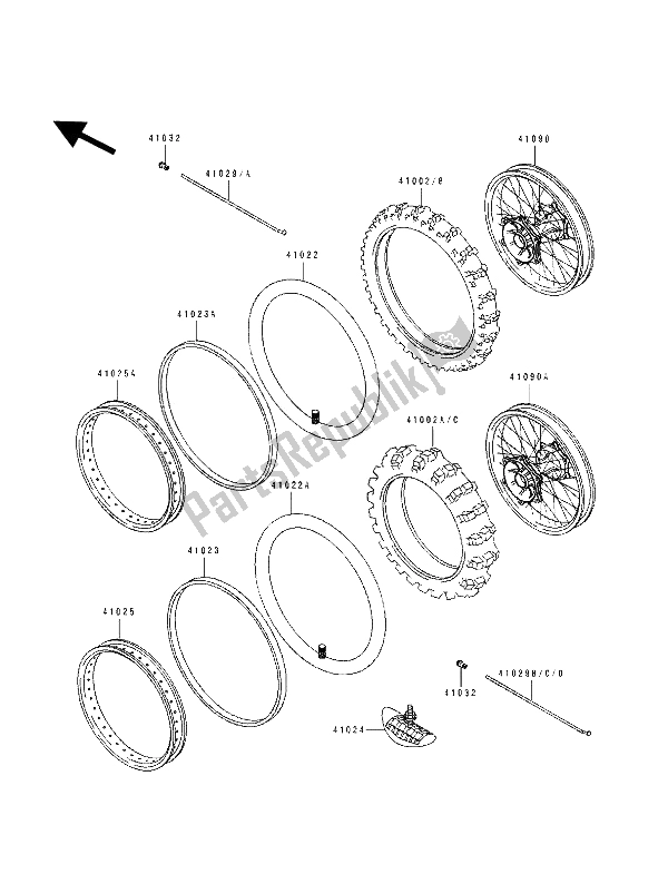 All parts for the Tires (lw) of the Kawasaki KX 80 SW LW 1994