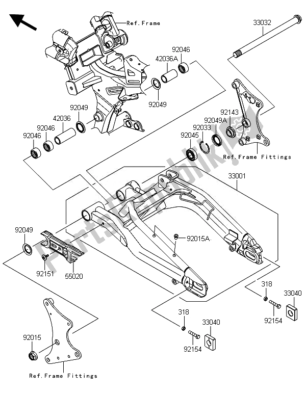 Todas las partes para Basculante de Kawasaki ER 6F ABS 650 2014