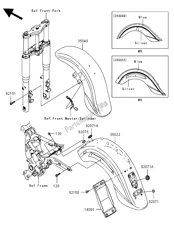 All parts for the Fenders of the Kawasaki VN 1600 Classic 2006