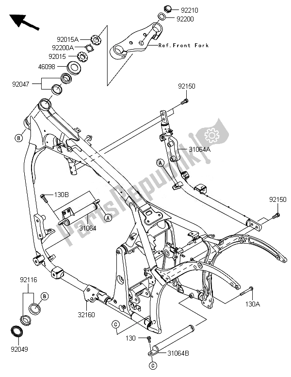 All parts for the Frame of the Kawasaki VN 900 Custom 2014