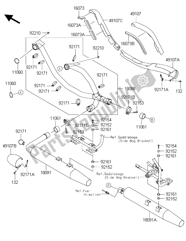 All parts for the Muffler(s) of the Kawasaki Vulcan 1700 Nomad ABS 2015