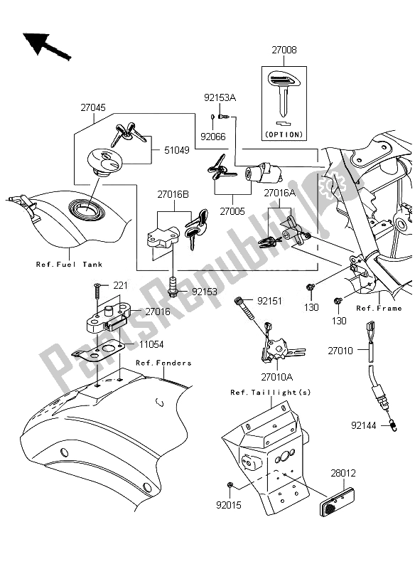 Toutes les pièces pour le Interrupteur D'allumage du Kawasaki VN 900 Custom 2007