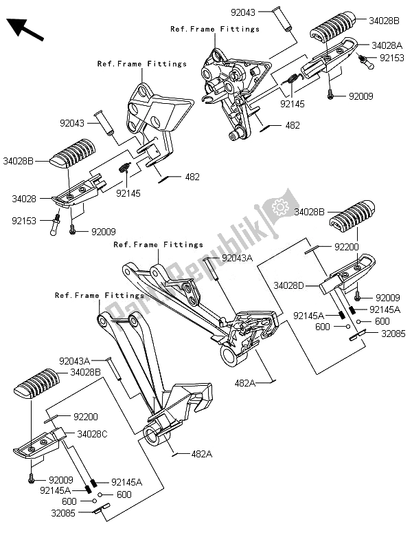 Todas las partes para Reposapiés de Kawasaki ZX 1000 SX ABS 2014