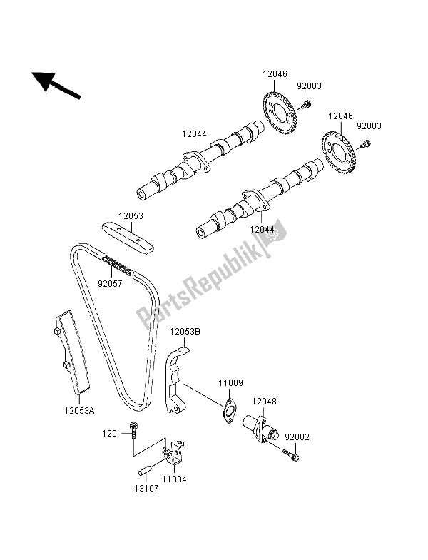 Tutte le parti per il Albero A Camme E Tenditore del Kawasaki Zephyr 550 1998