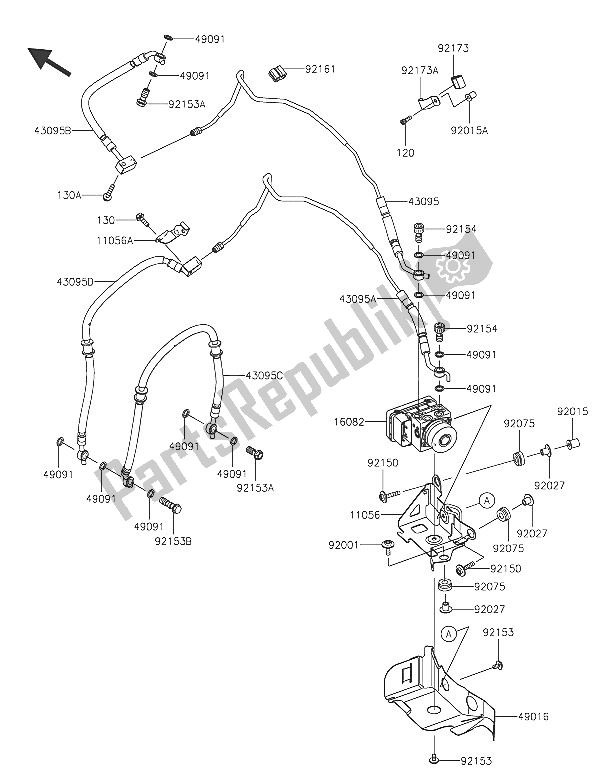 All parts for the Brake Piping of the Kawasaki Ninja ZX 6R ABS 600 2016