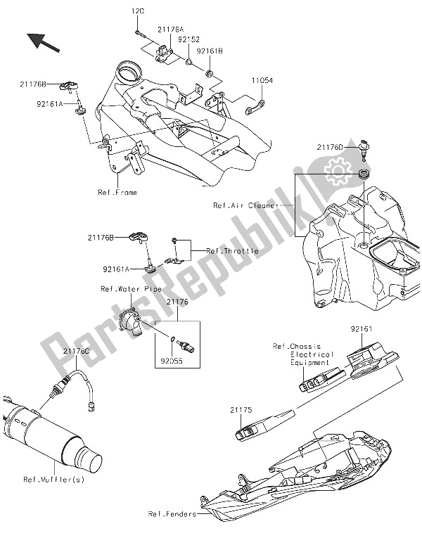All parts for the Fuel Injection of the Kawasaki Z 800 2016