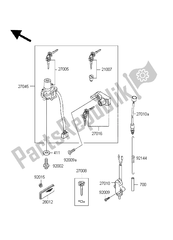 Todas as partes de Chave De Ignição do Kawasaki D Tracker 125 1999