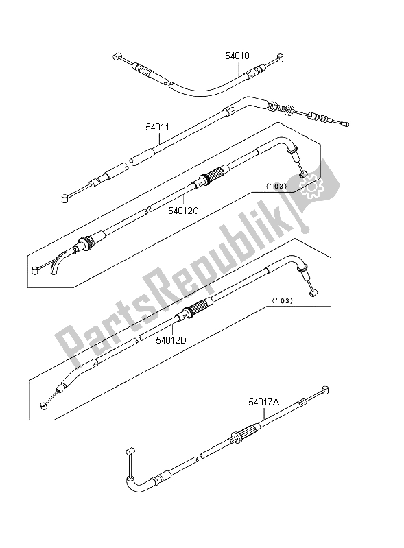 Toutes les pièces pour le Câbles du Kawasaki Z 1000 2003
