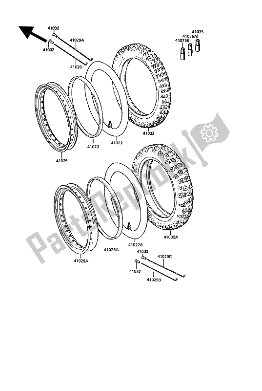 All parts for the Tires of the Kawasaki KLR 650 1988