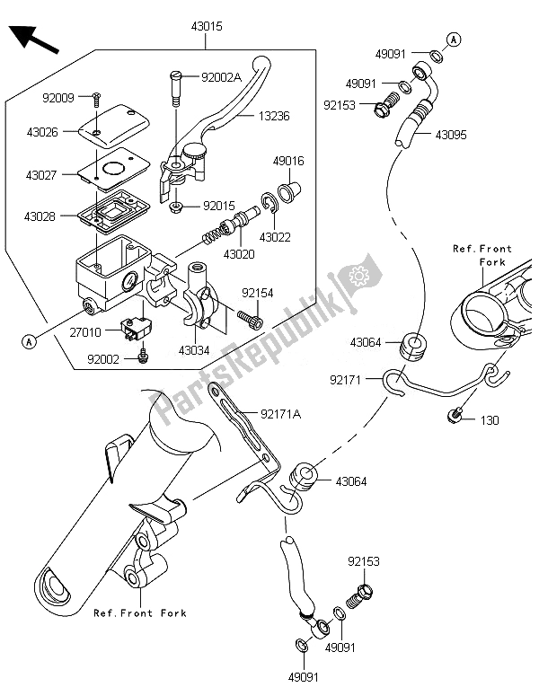 All parts for the Front Master Cylinder of the Kawasaki VN 900 Custom 2014