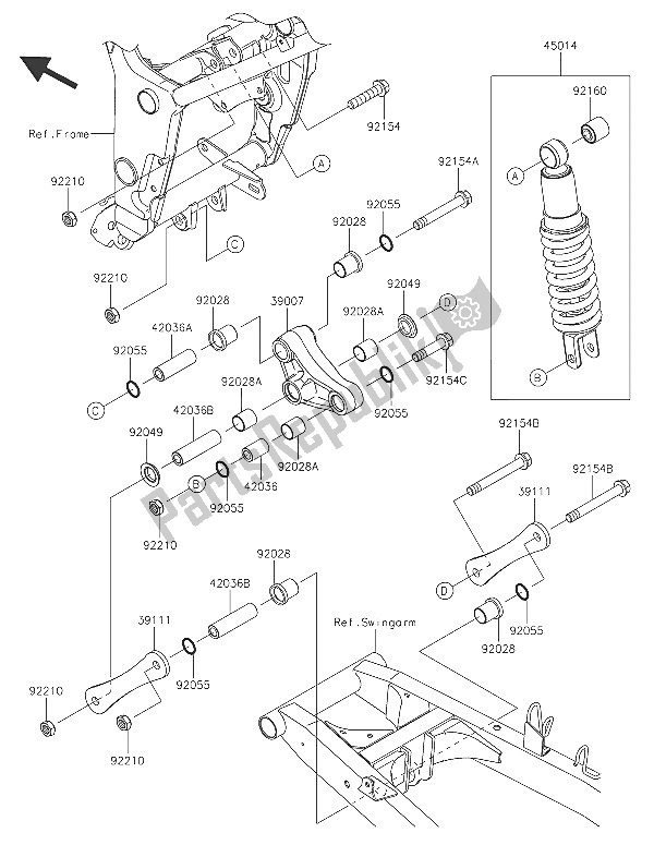 All parts for the Suspension & Shock Absorber of the Kawasaki Ninja 300 2016