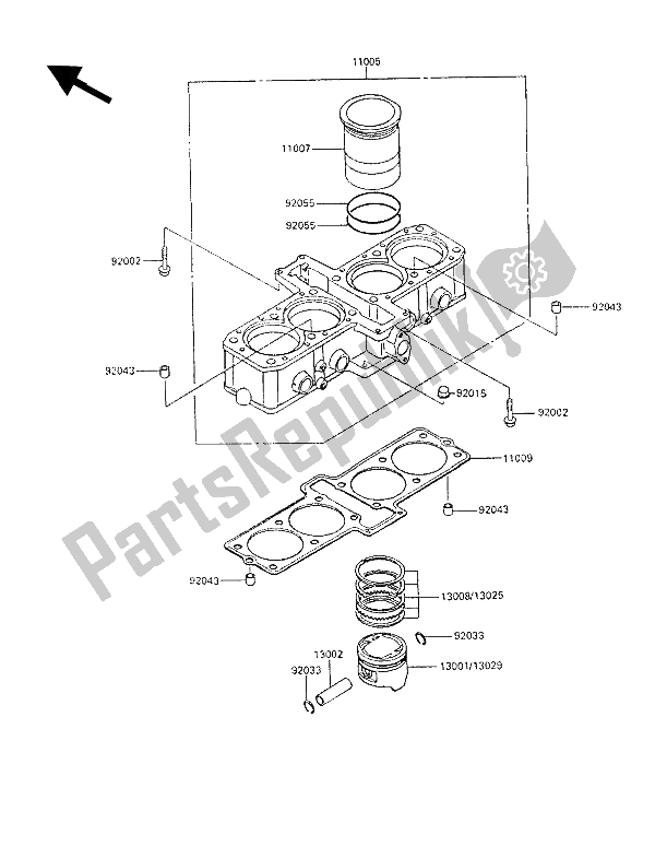 All parts for the Cylinder & Piston(s) of the Kawasaki GPX 600R 1993