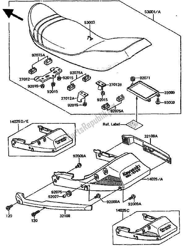 Todas as partes de Assento do Kawasaki GPZ 1100 1985