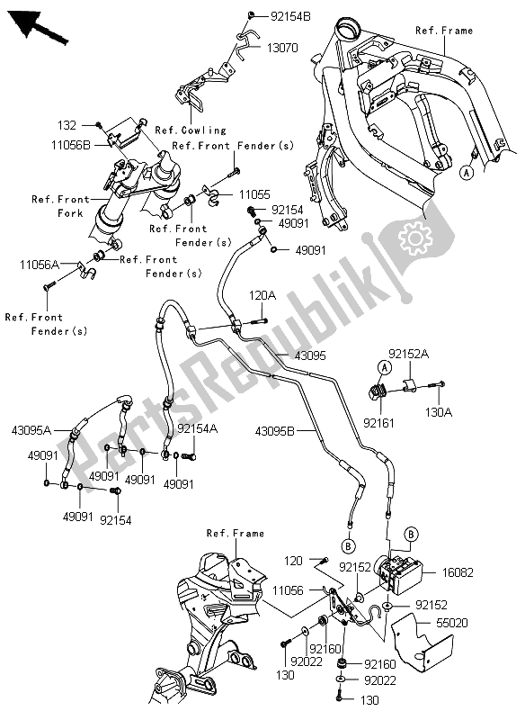 Wszystkie części do Orurowanie Hamulca Kawasaki ER 6N ABS 650 2012