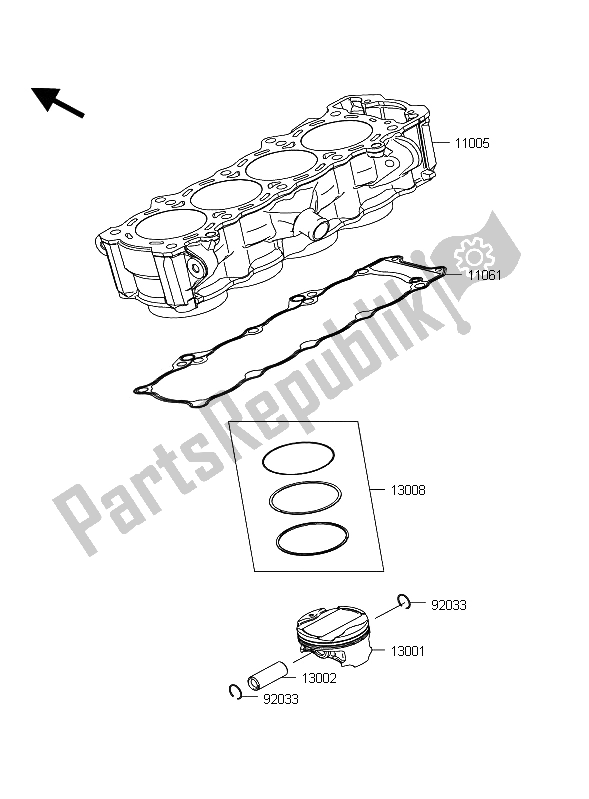 Toutes les pièces pour le Cylindre Et Piston du Kawasaki Z 1000 ABS 2011