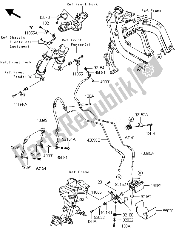 Wszystkie części do Orurowanie Hamulca Kawasaki ER 6F ABS 650 2014