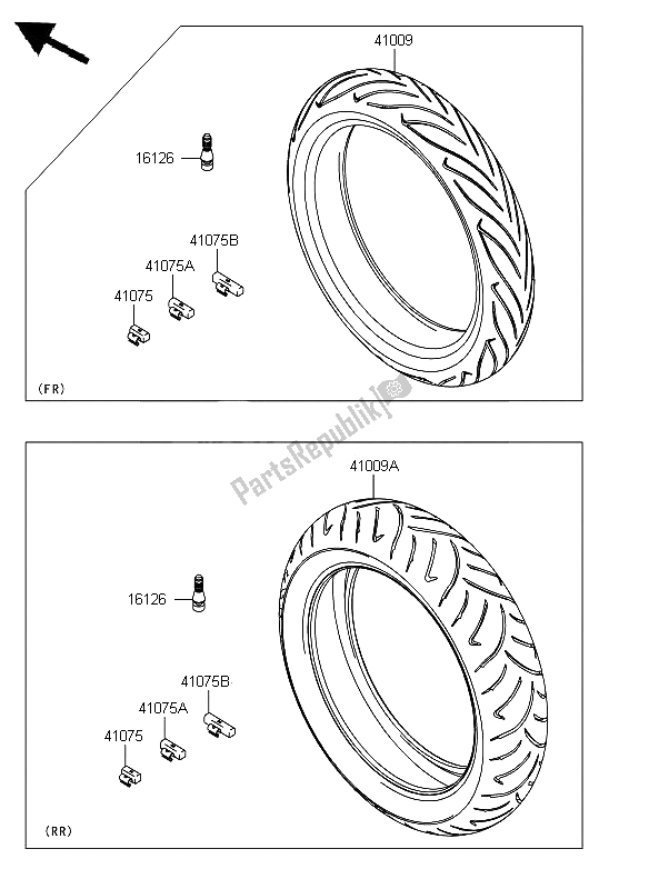 All parts for the Tires of the Kawasaki ER 6F 650 2012